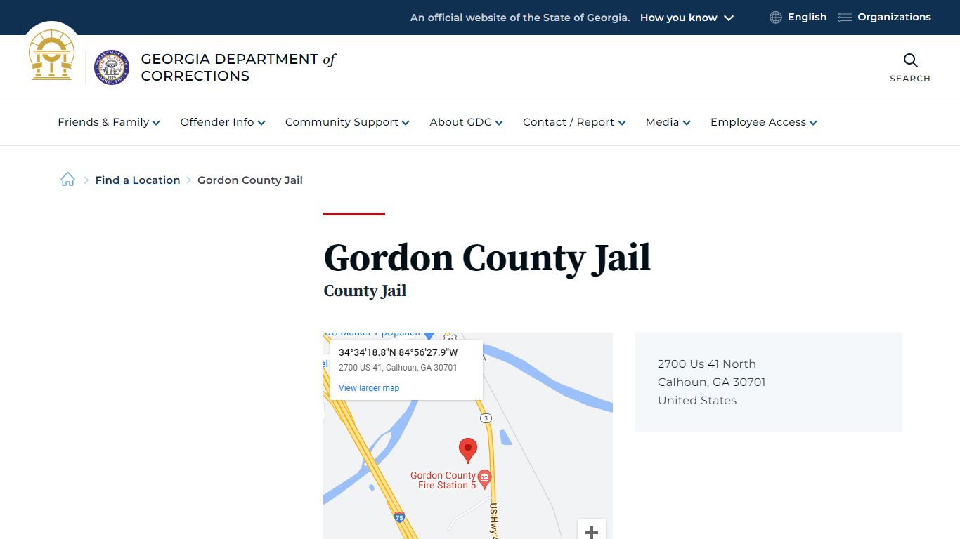 Gordon County Jail | Georgia Department of Corrections